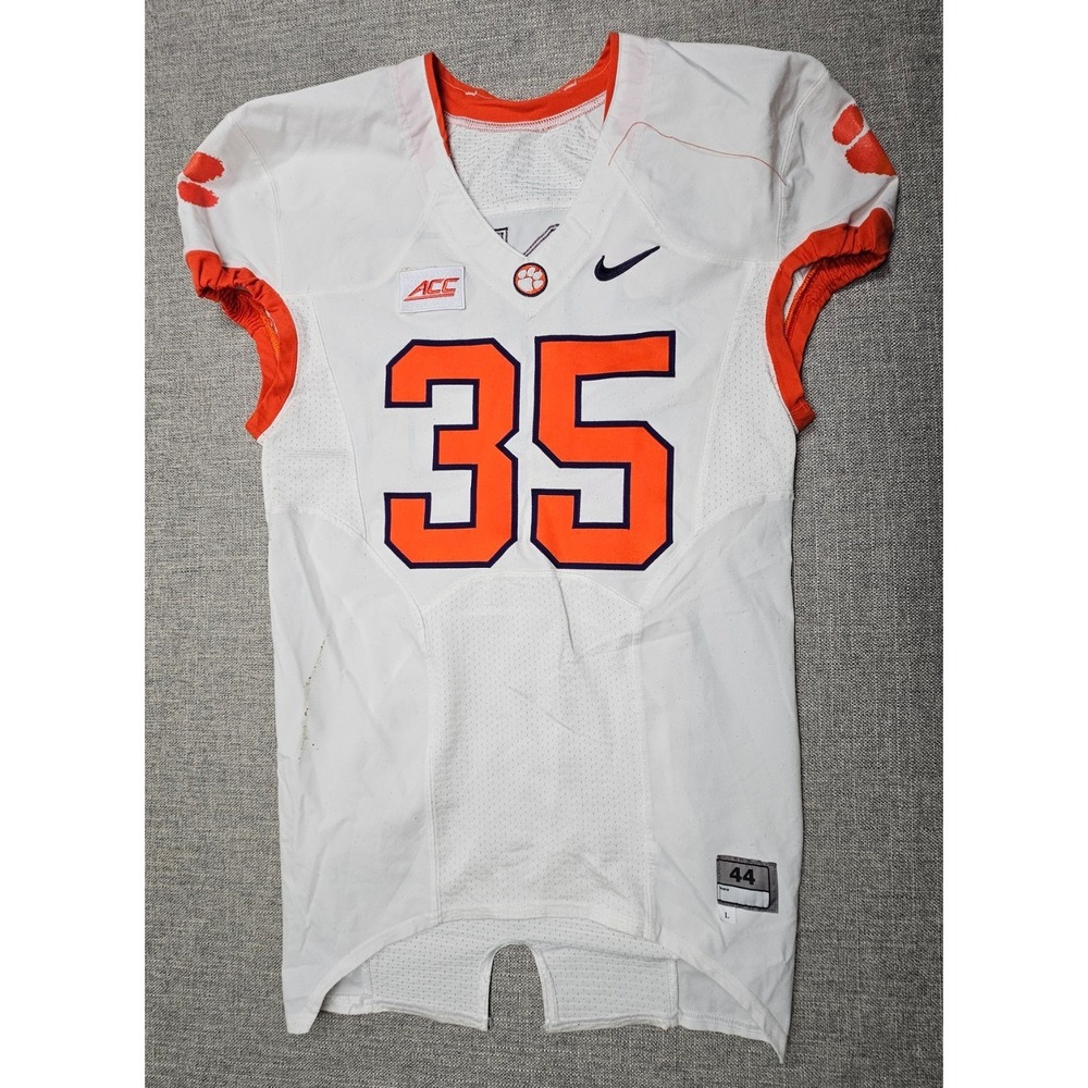 Clemson Tigers Football Jersey Mens 44 L White Game Worn Team Issued Nike #35